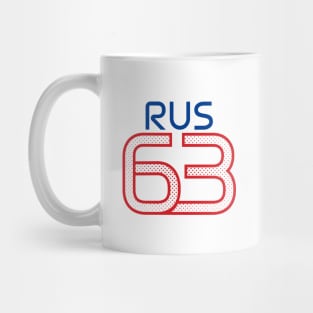 RUS 63 Teal Halftone Red & Blue Design Mug